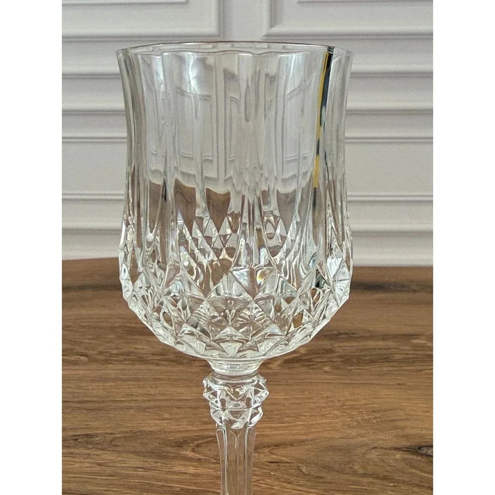 VTG PAIR (2) Cristal D'arques Verres a Pied Longchamp‎ No 5 Crystal Stemglasses
